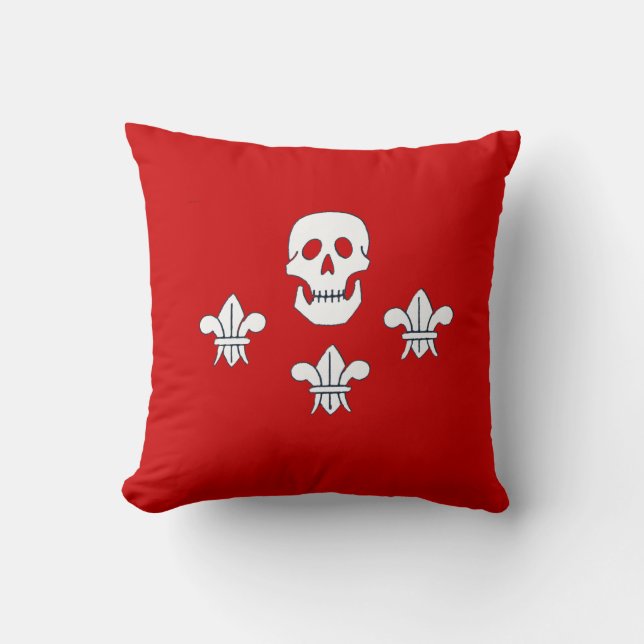 JOLLY ROGER SKULL AND FLEUR DE LISE FLAG, THROW PILLOW (Front)