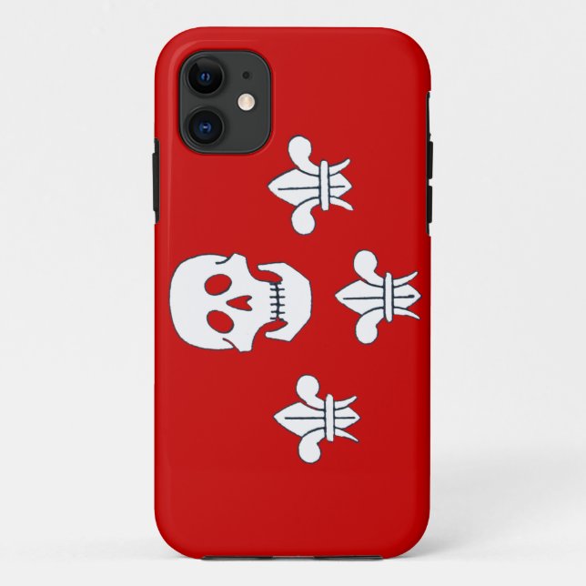 JOLLY ROGER SKULL AND THREE LILIES FLAG Case-Mate iPhone CASE (Back)