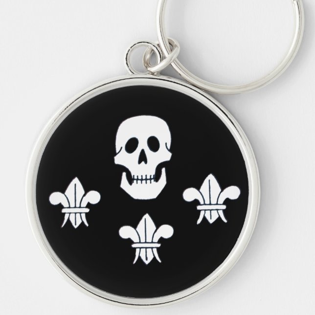 JOLLY ROGER SKULL AND THREE LILIES FLAG KEYCHAIN (Front)
