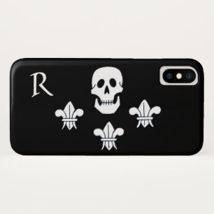 JOLLY ROGER SKULL AND THREE LILIES FLAG MONOGRAM iPhone X CASE