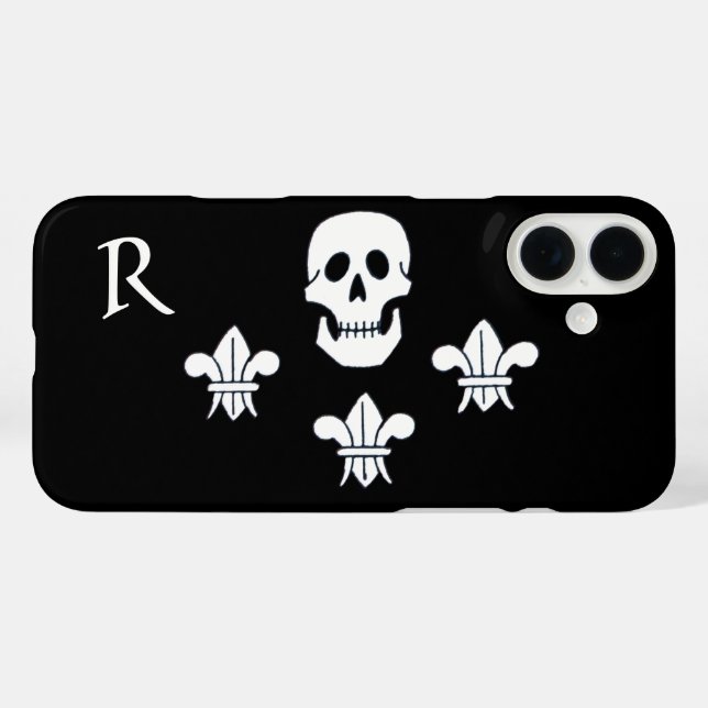 JOLLY ROGER SKULL AND THREE LILIES FLAG MONOGRAM Case-Mate iPhone CASE (Back (Horizontal))