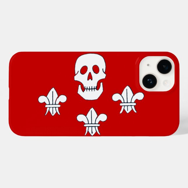 JOLLY ROGER SKULL AND THREE LILIES FLAG Red White Case-Mate iPhone Case (Back (Horizontal))