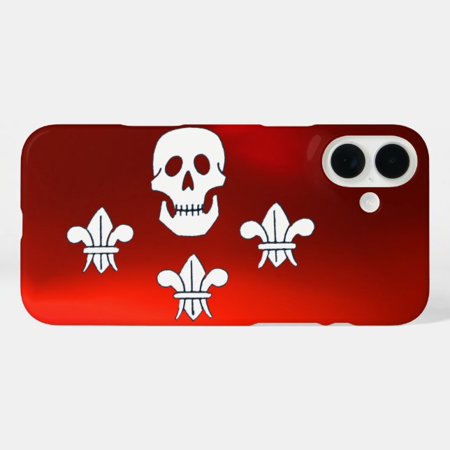 JOLLY ROGER SKULL AND THREE LILIES FLAG Red White Case-Mate iPhone Case (Back (Horizontal))