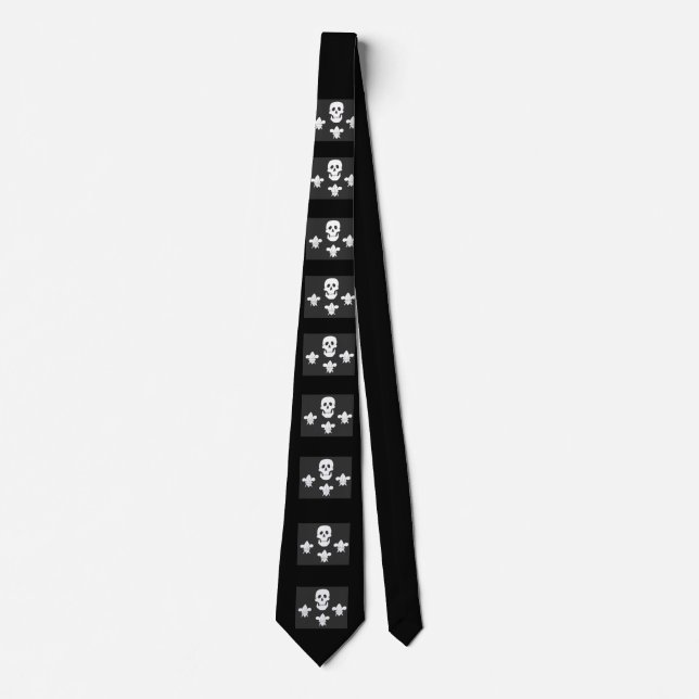 JOLLY ROGER SKULL AND THREE LILIES FLAG TIE (Front)