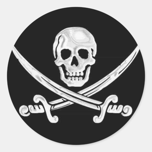 Jolly Roger Skull Classic Round Sticker (Front)