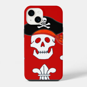 JOLLY ROGER SKULL, PIRATE HAT  AND THREE LILIES iPhone 14 CASE