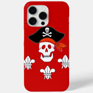 JOLLY ROGER SKULL,PIRATE HAT,THREE LILIES MONOGRAM iPhone 15 PRO MAX CASE