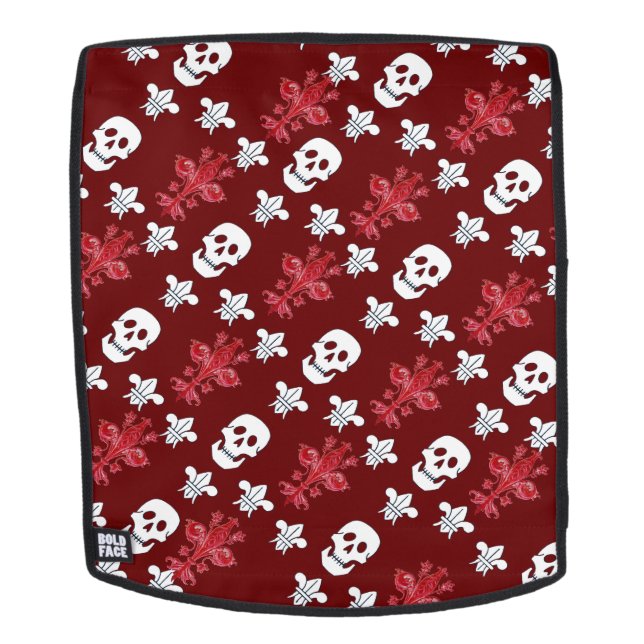 JOLLY ROGER SKULL THREE LILIES FLAG ,FLEUR DE LISE BACKPACK (Removable Face)