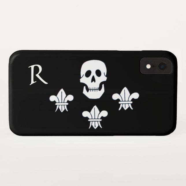 JOLLY ROGER SKULL,THREE LILIES FLAG MONOGRAM Black Case-Mate iPhone Case (Back (Horizontal))