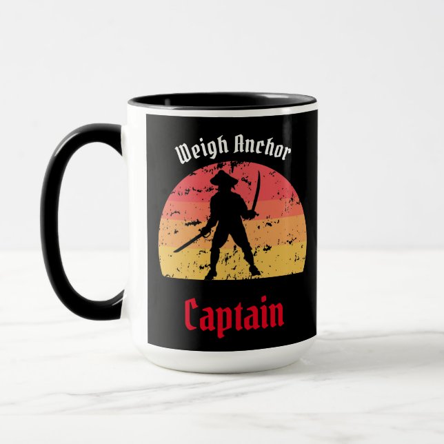Jolly Roger Sunset Pirate Ship  Mug (Left)