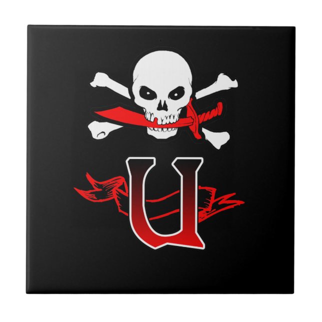 Jolly Roger U Monogram Initial Tile (Front)
