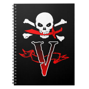 Jolly Roger V Monogram Initial Notebook
