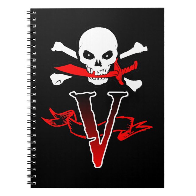 Jolly Roger V Monogram Initial Notebook (Front)
