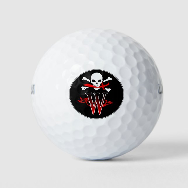 Jolly Roger W Monogram Initial Golf Balls (Front)