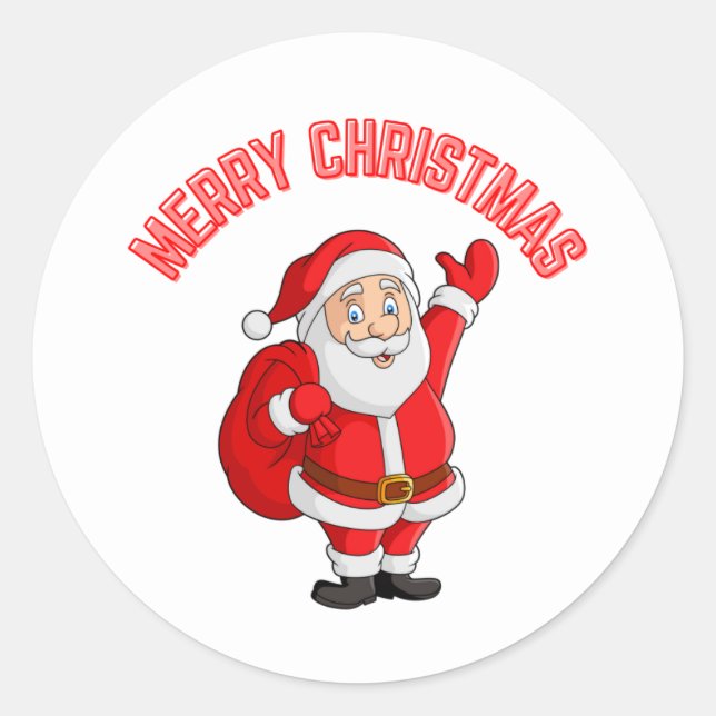 Jolly Santa Christmas Classic Round Sticker (Front)