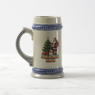 Jolly Santa Christmas Vibes Beer Stein