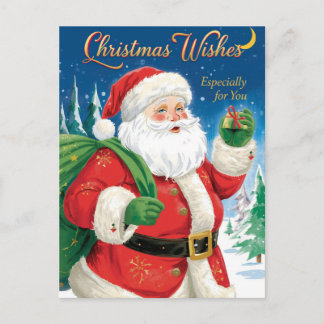 Jolly Santa Christmas Wishes Especially For You Holiday Postcard