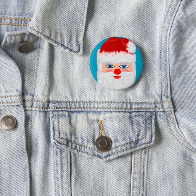 Jolly Santa Claus 2 Inch Round Button (In Situ)