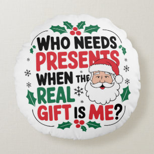 Jolly Santa Claus Brings Festive Cheer to All Round Pillow