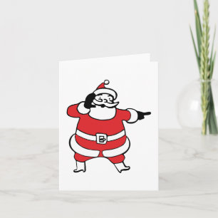 Jolly Santa Claus Calling Reindeer on Christmas Holiday Card