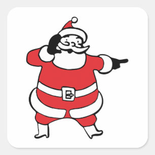 Jolly Santa Claus Calling Reindeer on Christmas Square Sticker