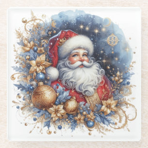 Jolly Santa Claus & Christmas Glass Coaster