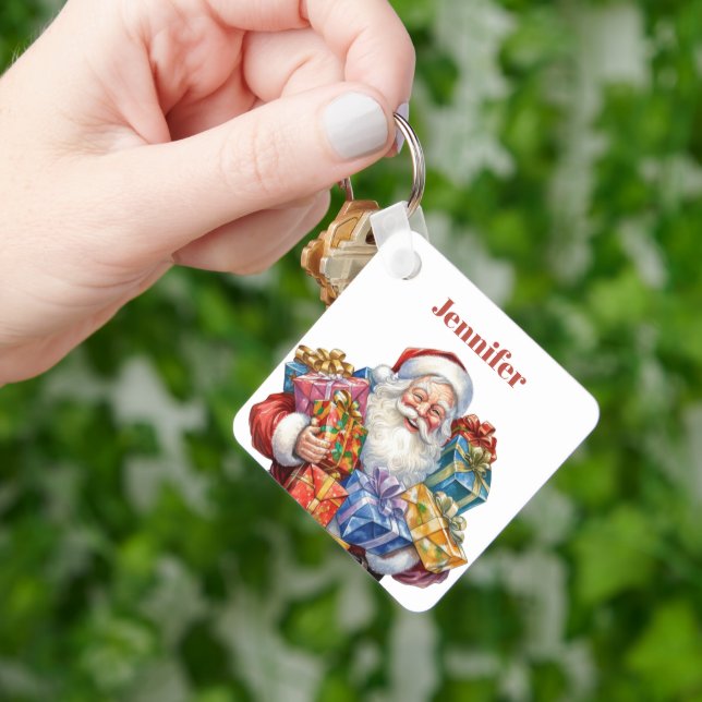 Jolly Santa Claus Classic Christmas Keychain (Hand)