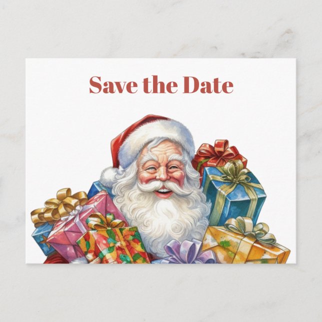 Jolly Santa Claus Classic Christmas Save the Date Invitation Postcard (Front)