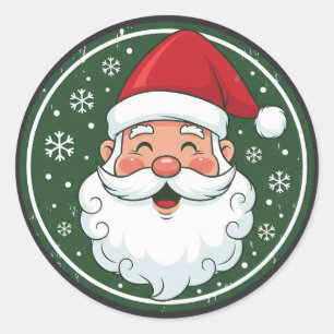 Jolly Santa Claus Face Personalized Christmas Classic Round Sticker