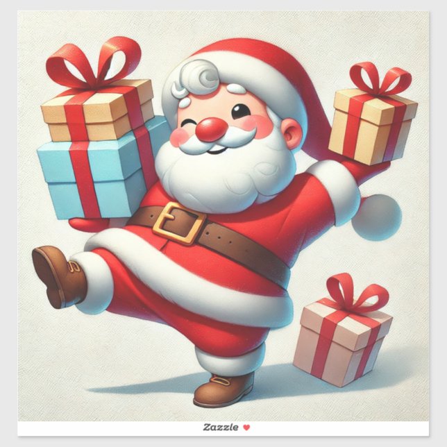 Jolly Santa Claus Holding Gift Boxes (Sheet)