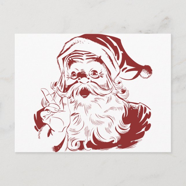 Jolly Santa Claus in Red Fun Retro Merry Christmas Holiday Postcard (Front)