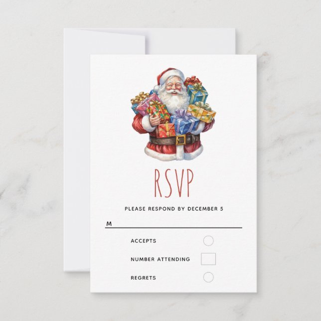 Jolly Santa Claus In traditional Red Suit RSVP Card (Front)