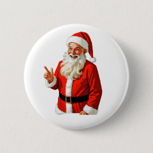 Jolly Santa Claus Making Peace Sign – Vintage Chri 2 Inch Round Button