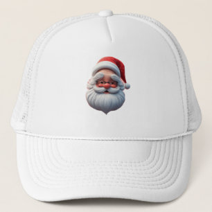 Jolly Santa Claus Surrounded by Snowflakes Trucker Hat