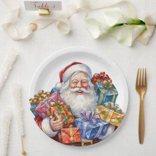 Jolly Santa Claus Traditional Christmas Paper Plate