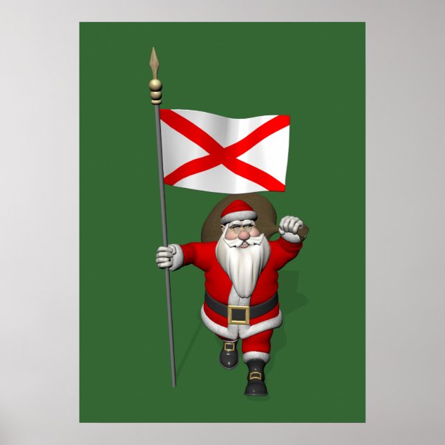 Jolly Santa Claus Visiting Alabama Poster (Front)
