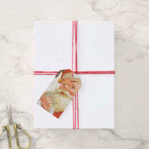 Jolly Santa Claus with a Secret, Vintage Christmas Gift Tags