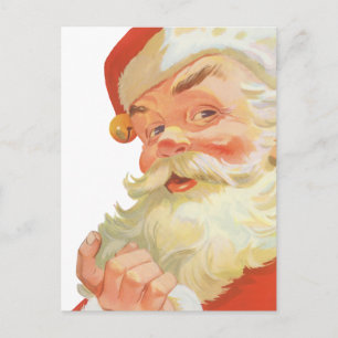 Jolly Santa Claus with a Secret, Vintage Christmas Holiday Postcard