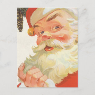 Jolly Santa Claus with a Secret, Vintage Christmas Holiday Postcard