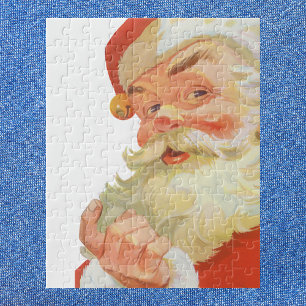 Jolly Santa Claus with a Secret, Vintage Christmas Jigsaw Puzzle