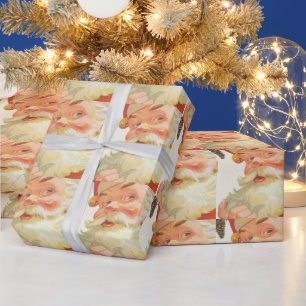 Jolly Santa Claus with a Secret, Vintage Christmas Wrapping Paper