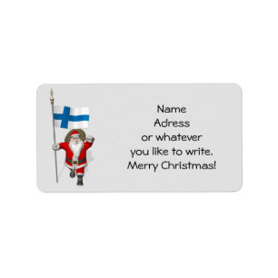 Jolly Santa Claus With Flag Of Finland Label