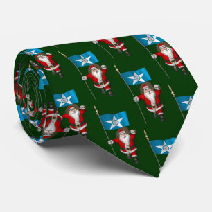 Jolly Santa Claus With Flag Of Houston Tie