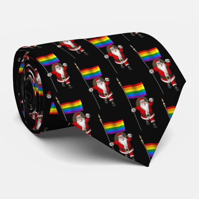 Jolly Santa Claus With Rainbow Flag Tie (Rolled)