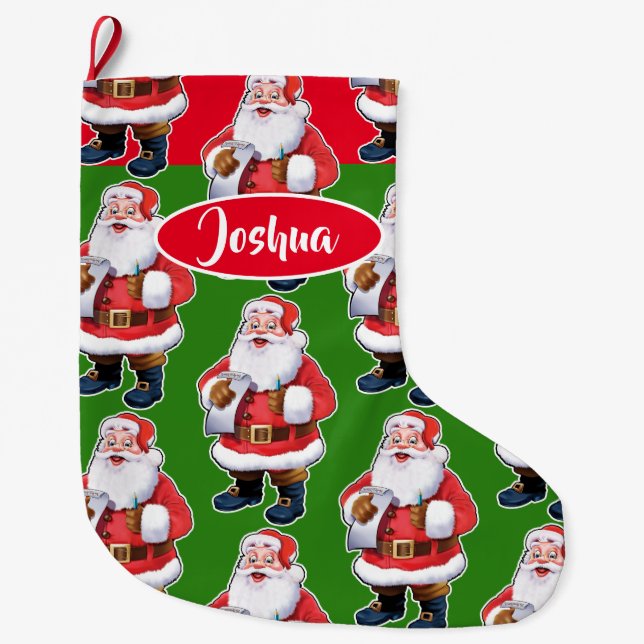 Jolly Santa custom boys Christmas stocking (Front)