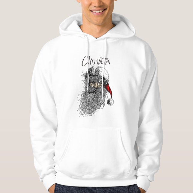 Jolly Santa Delight - Festive White Hoodie for Boy (Front)