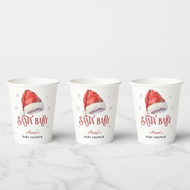 Jolly Santa Hat Baby Shower  Paper Cups (Multi)