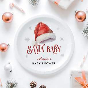 Jolly Santa Hat Baby Shower  Paper Plate