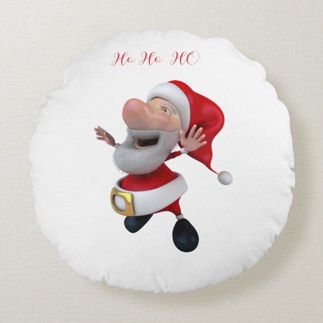 Jolly Santa Ho Ho  Round Pillow (Front)
