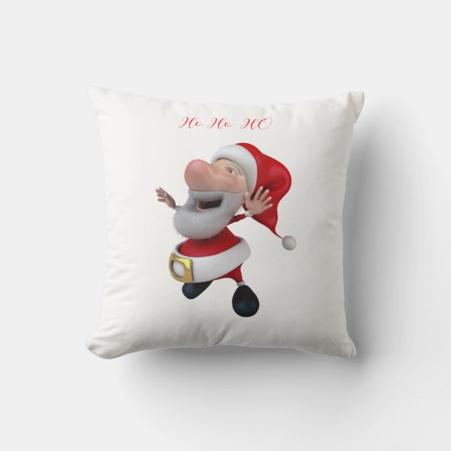 Jolly Santa Ho Ho  Throw Pillow (Front)